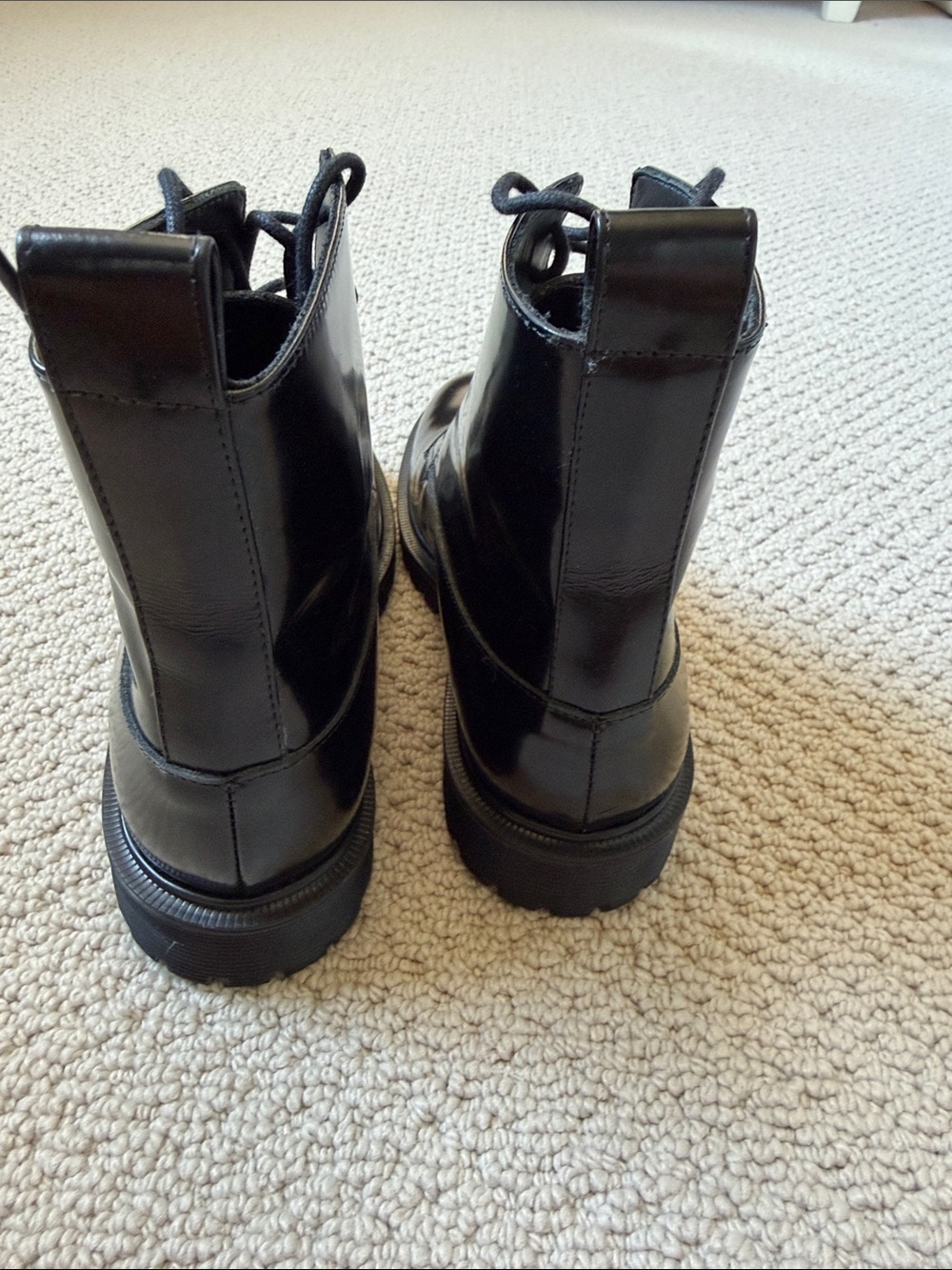 & Other Stories Classic Black Patent Lace-Up Combat Boots - Picture 5 of 8